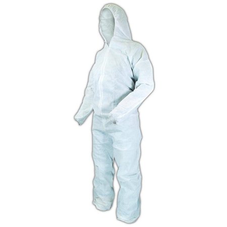 MAGID Disposable Clothing, 2XL, White, SmsSMS, Zipper CVZ3-XXL